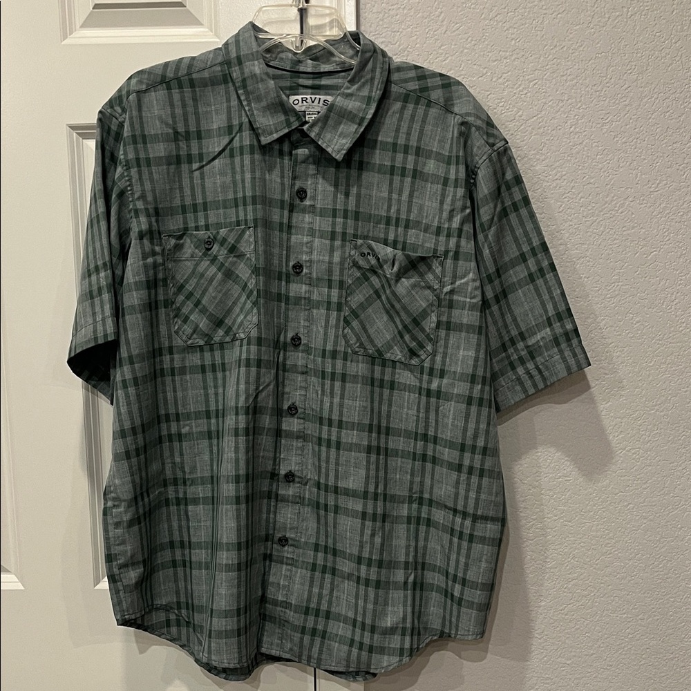 Orvis Green Plaid Casual Shirt